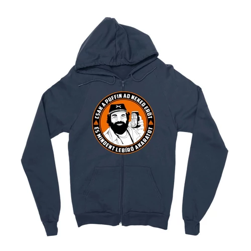 Sötétkék Bud Spencer zipzáros pulóver - Puffin lekvár