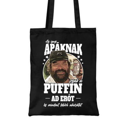 Fekete Bud Spencer vászontáska - Apa Puffin