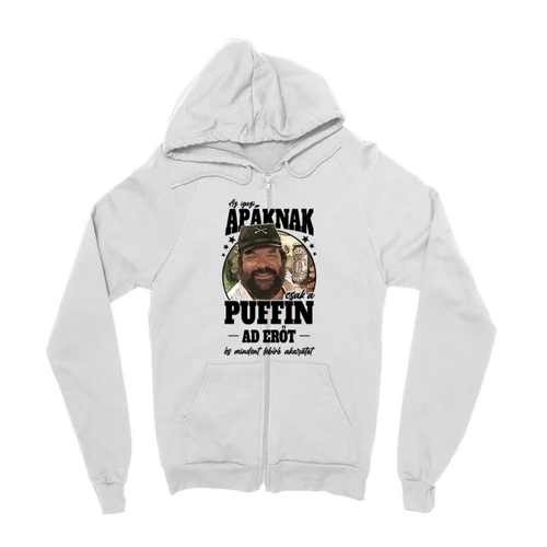 Fehér Bud Spencer zipzáros pulóver - Apa Puffin