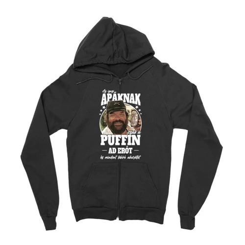 Fekete Bud Spencer zipzáros pulóver - Apa Puffin