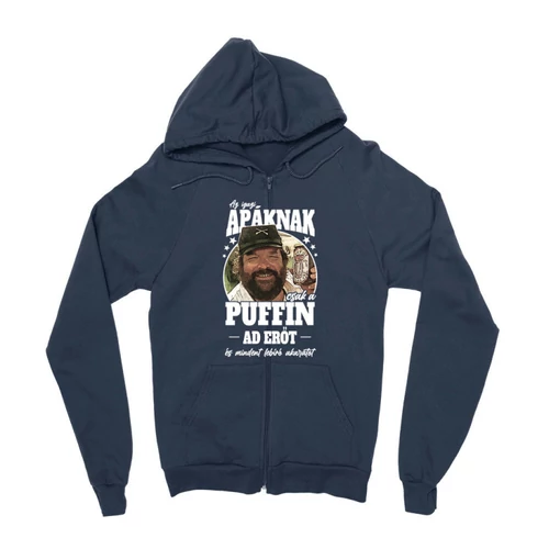 Sötétkék Bud Spencer zipzáros pulóver - Apa Puffin