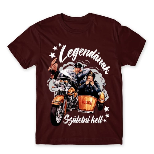 Bordó Bud Spencer férfi rövid ujjú póló - Legendának születni kell - Bud és Terence
