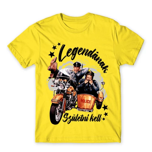 Citromsárga Bud Spencer férfi rövid ujjú póló - Legendának születni kell - Bud és Terence