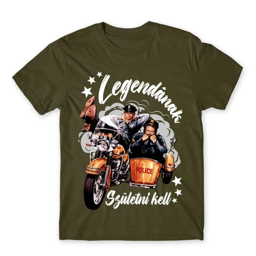 Khaki Bud Spencer férfi rövid ujjú póló - Legendának születni kell - Bud és Terence