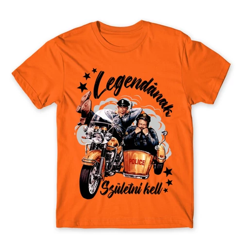 Narancs Bud Spencer férfi rövid ujjú póló - Legendának születni kell - Bud és Terence