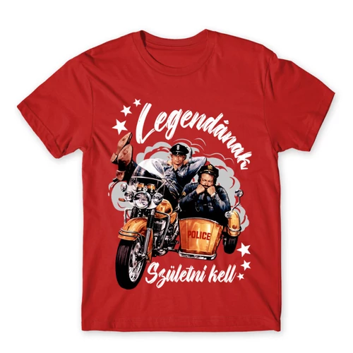 Piros Bud Spencer férfi rövid ujjú póló - Legendának születni kell - Bud és Terence