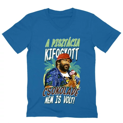 Királykék Bud Spencer férfi V-nyakú póló - Pisztácia