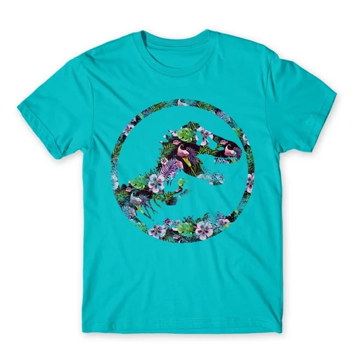 Atollkék Tropical Jurassic Logo férfi rövid ujjú póló