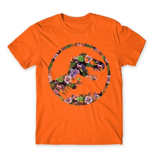 Narancs Tropical Jurassic Logo férfi rövid ujjú póló