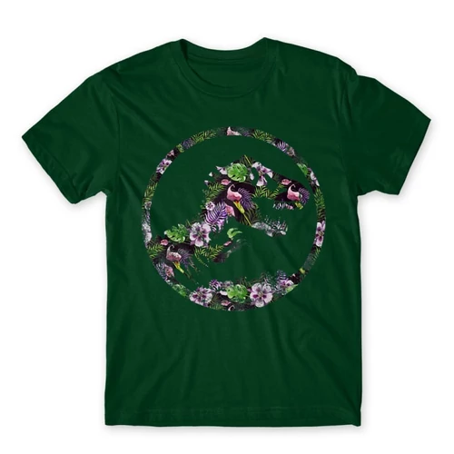 Sötétzöld Tropical Jurassic Logo férfi rövid ujjú póló