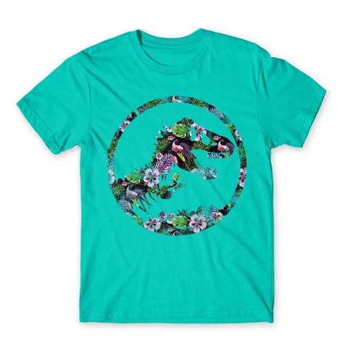 Türkiz Tropical Jurassic Logo férfi rövid ujjú póló