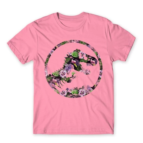 Világos rózsaszín Tropical Jurassic Logo férfi rövid ujjú póló