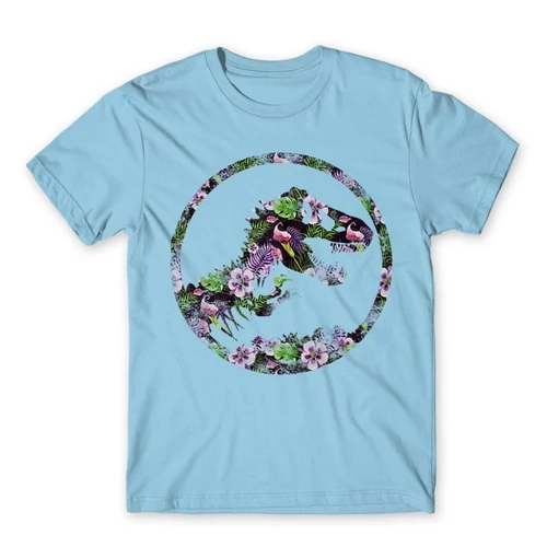 Világoskék Tropical Jurassic Logo férfi rövid ujjú póló