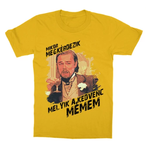 Sárga Leonardo DiCaprio mém gyerek rövid ujjú póló - Mikor megkérdezik...