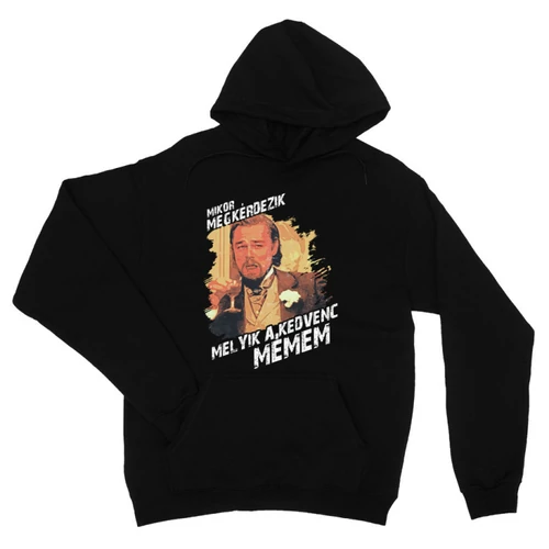 Fekete Leonardo DiCaprio mém unisex kapucnis pulóver - Mikor megkérdezik...