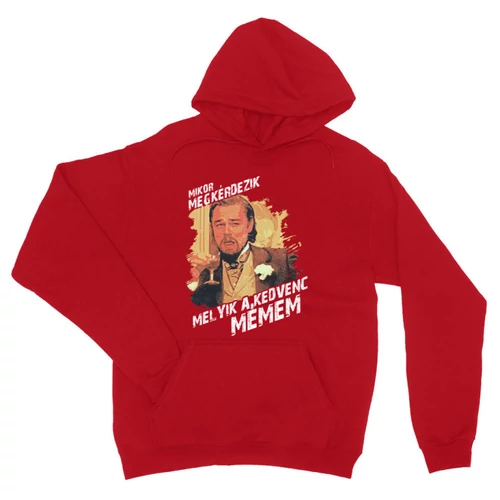 Piros Leonardo DiCaprio mém unisex kapucnis pulóver - Mikor megkérdezik...