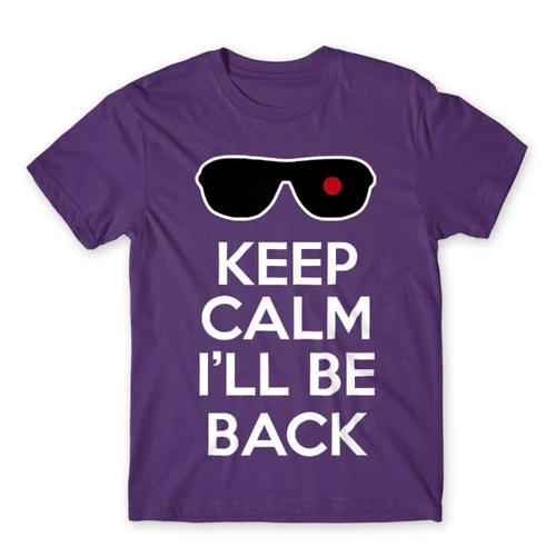 Sötétlila Terminátor férfi rövid ujjú póló - Keep calm I’ll be Termintator