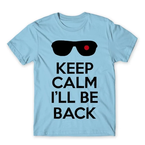 Világoskék Terminátor férfi rövid ujjú póló - Keep calm I’ll be Termintator