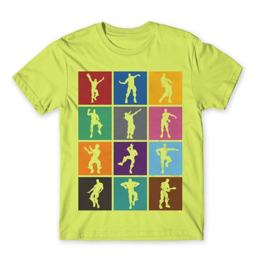 Almazöld Fortnite férfi rövid ujjú póló - Fortnite Dance Silhouettes