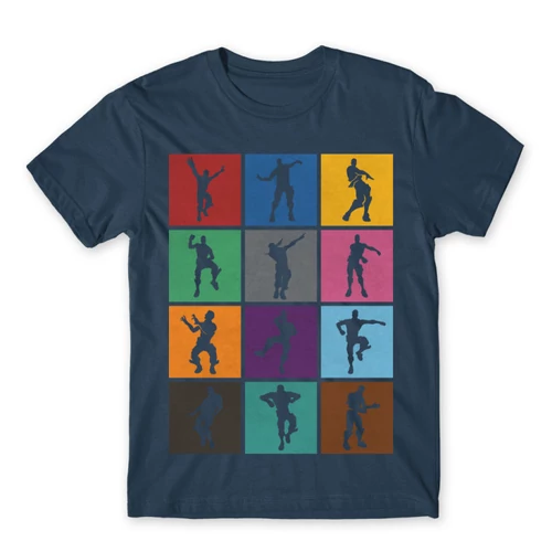 Denim Fortnite férfi rövid ujjú póló - Fortnite Dance Silhouettes