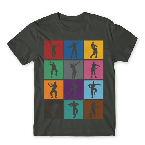 Sötétszürke Fortnite férfi rövid ujjú póló - Fortnite Dance Silhouettes