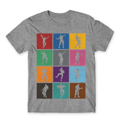 Sportszürke Fortnite férfi rövid ujjú póló - Fortnite Dance Silhouettes
