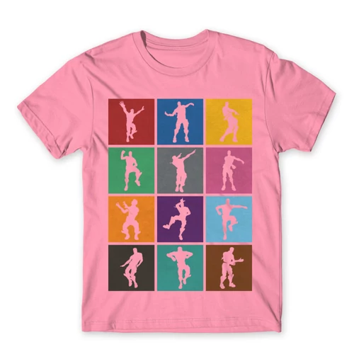 Világos rózsaszín Fortnite férfi rövid ujjú póló - Fortnite Dance Silhouettes