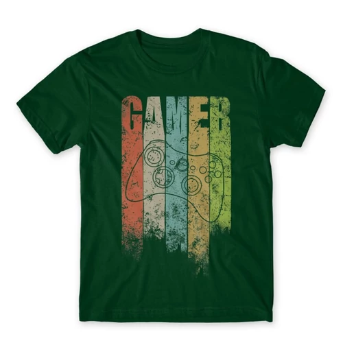 Sötétzöld Gamer - férfi rövid ujjú póló - Colors