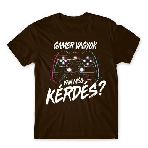 Barna Gamer vagyok, van még kérdés? - férfi rövid ujjú póló 
