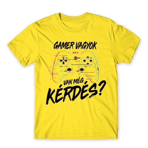 Citromsárga Gamer vagyok, van még kérdés? - férfi rövid ujjú póló 