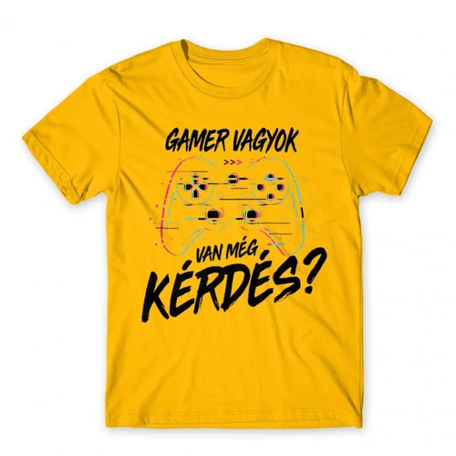 Sárga Gamer vagyok, van még kérdés? - férfi rövid ujjú póló 
