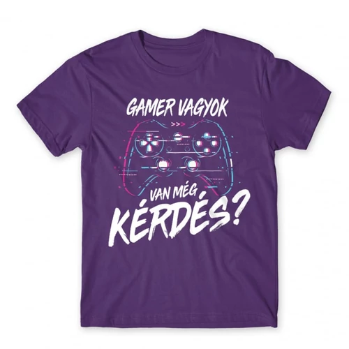 Sötétlila Gamer vagyok, van még kérdés? - férfi rövid ujjú póló 