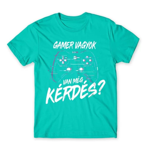Türkiz Gamer vagyok, van még kérdés? - férfi rövid ujjú póló 