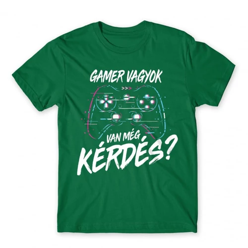 Zöld Gamer vagyok, van még kérdés? - férfi rövid ujjú póló 