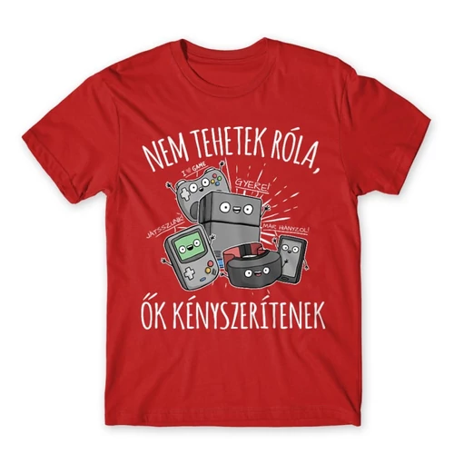 Piros Nem tehetek róla, ők kényszerítenek - férfi rövid ujjú póló