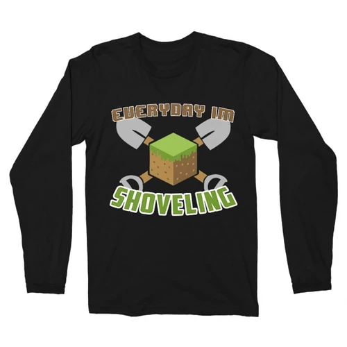 Fekete Minecraft férfi hosszú ujjú póló - Everyday I’m shoveling