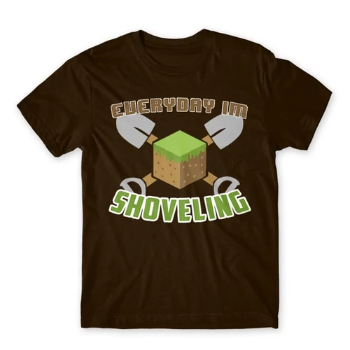 Barna Minecraft férfi rövid ujjú póló - Everyday I’m shoveling