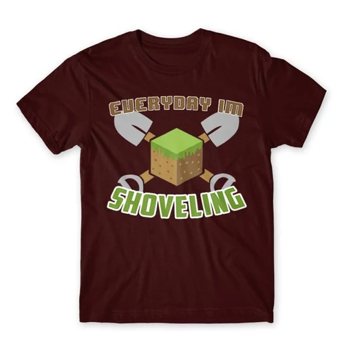 Bordó Minecraft férfi rövid ujjú póló - Everyday I’m shoveling