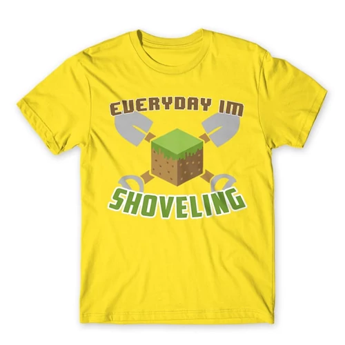 Citromsárga Minecraft férfi rövid ujjú póló - Everyday I’m shoveling