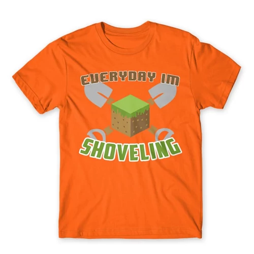 Narancs Minecraft férfi rövid ujjú póló - Everyday I’m shoveling