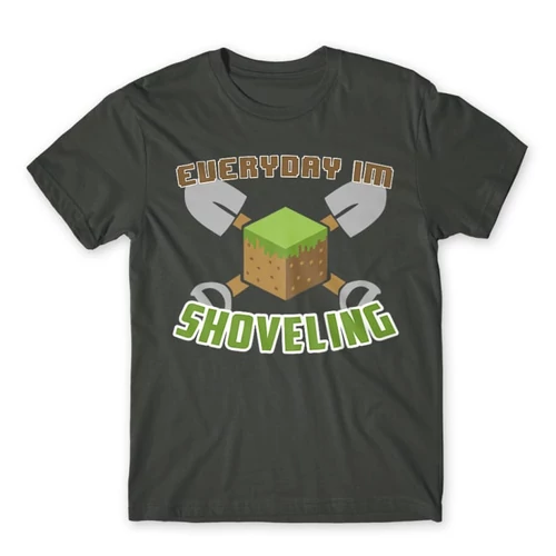 Sötétszürke Minecraft férfi rövid ujjú póló - Everyday I’m shoveling