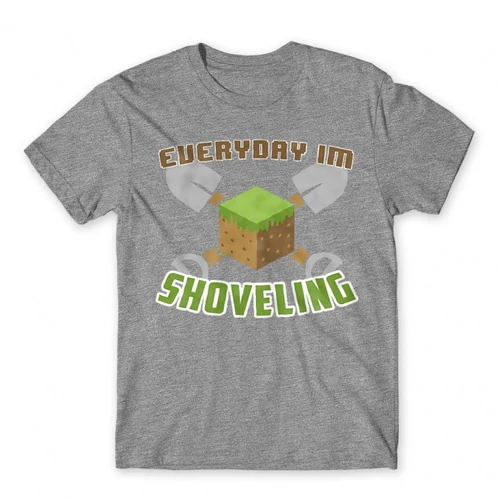 Sportszürke Minecraft férfi rövid ujjú póló - Everyday I’m shoveling