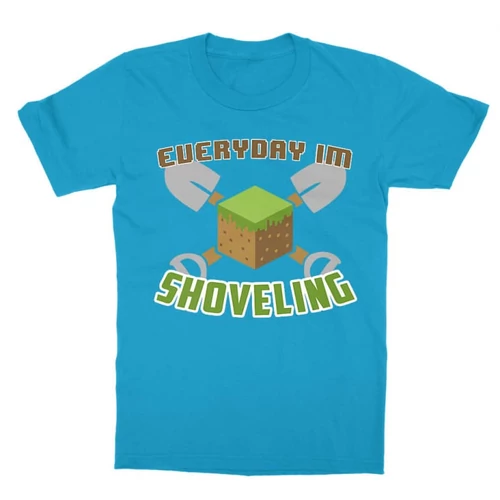Atollkék Minecraft gyerek rövid ujjú póló - Everyday I’m shoveling