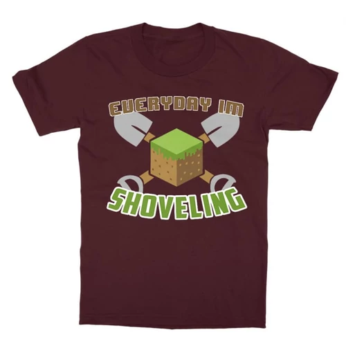 Bordó Minecraft gyerek rövid ujjú póló - Everyday I’m shoveling