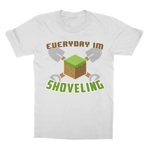 Fehér Minecraft gyerek rövid ujjú póló - Everyday I’m shoveling