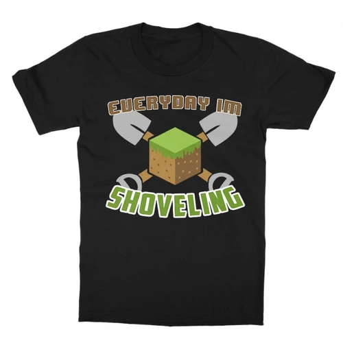 Fekete Minecraft gyerek rövid ujjú póló - Everyday I’m shoveling