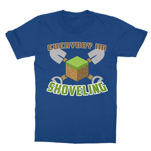 Királykék Minecraft gyerek rövid ujjú póló - Everyday I’m shoveling