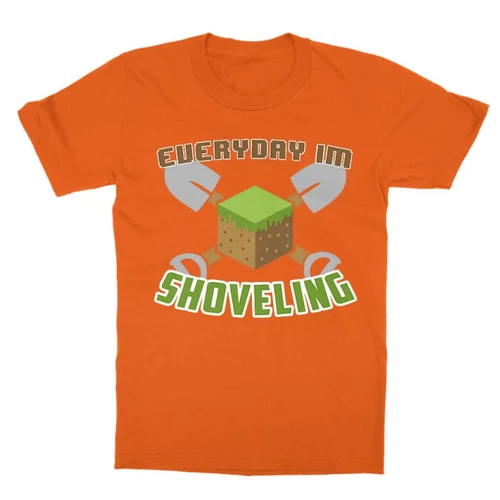 Narancs Minecraft gyerek rövid ujjú póló - Everyday I’m shoveling