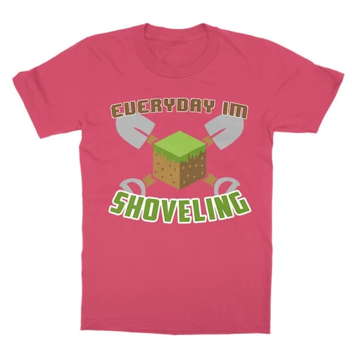 Pink Minecraft gyerek rövid ujjú póló - Everyday I’m shoveling