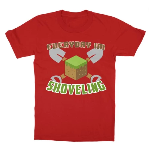Piros Minecraft gyerek rövid ujjú póló - Everyday I’m shoveling
